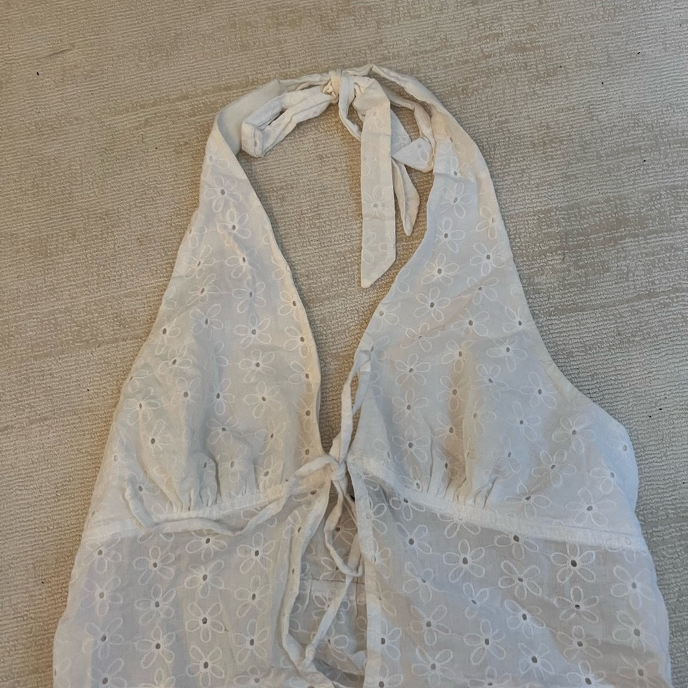 White Floral Halter Top